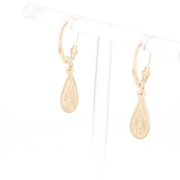 Gold Quartz Earrings Tear Drop Inlaid Lever Backs - G3