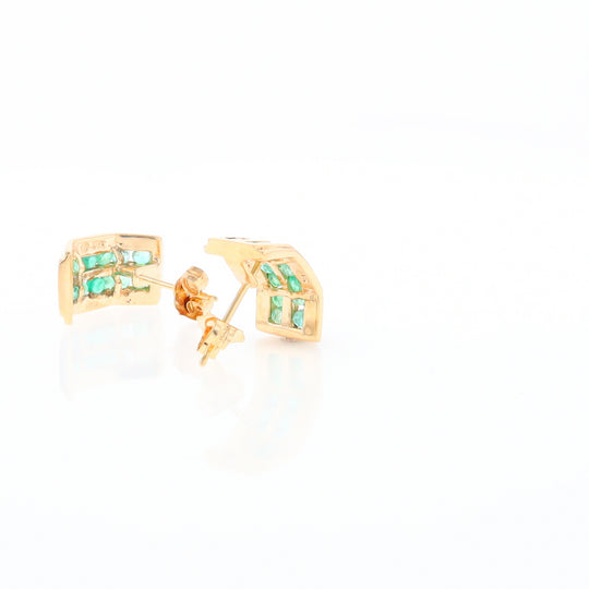 Semi-Hoop Channel Emerald Earrings