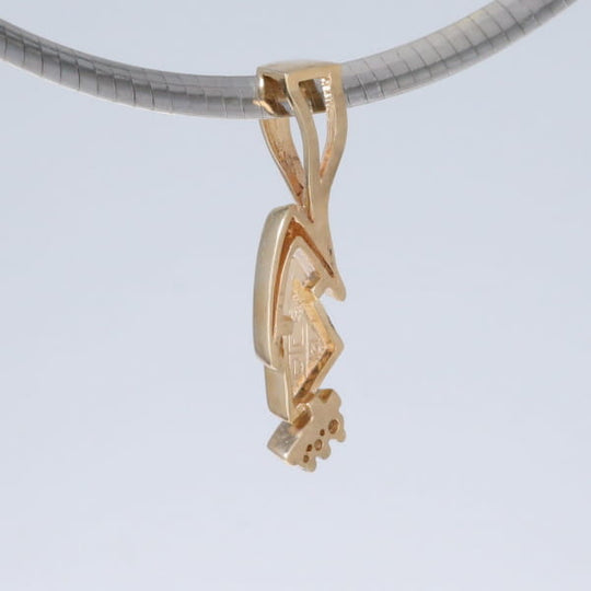 Opal Pendant Triangle Inlaid Design with .07ctw Round Diamonds