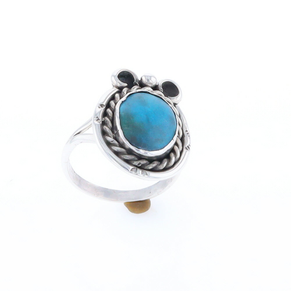 Native Turquoise Rope Design Ring