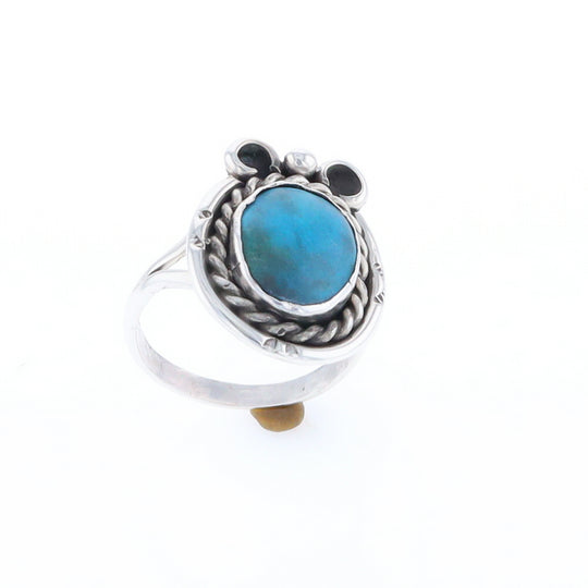 Native Turquoise Rope Design Ring