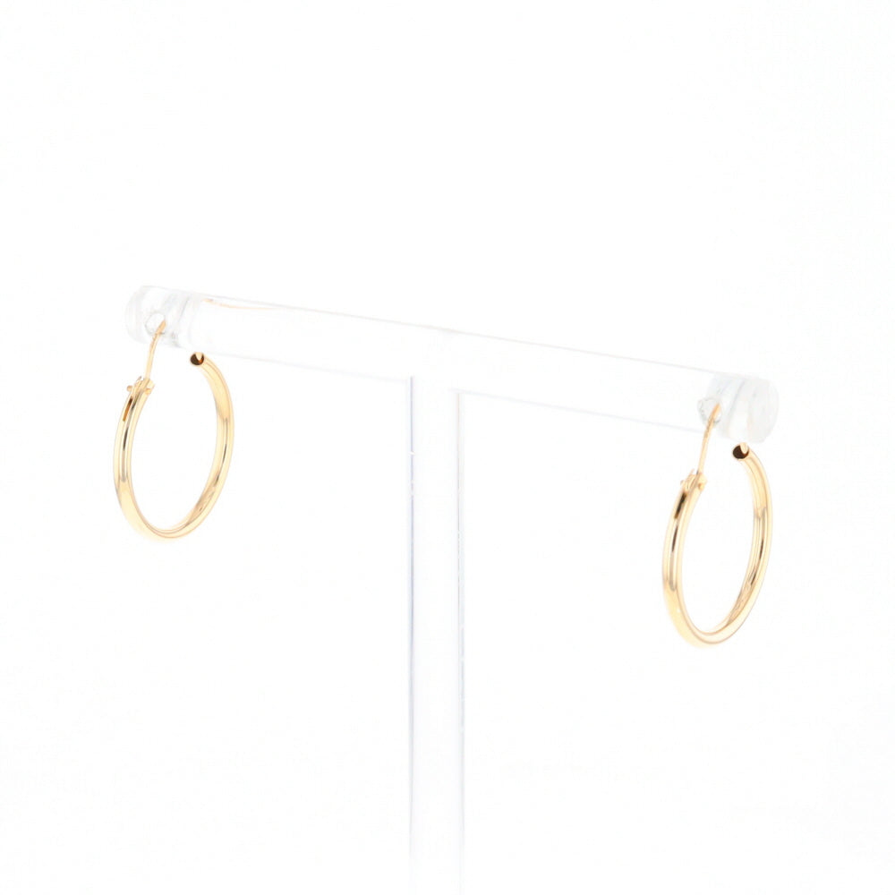 Gold Hollow Tube Hoop Earrings