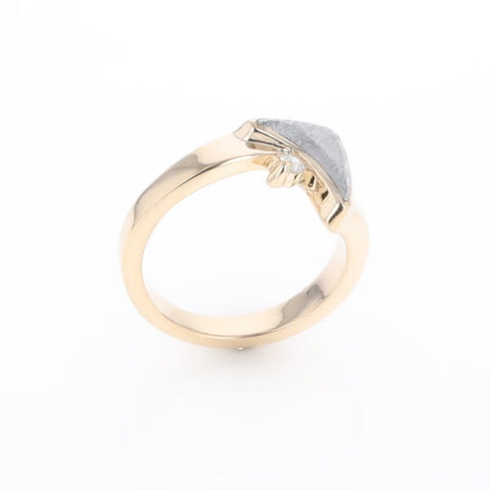 Meteorite Ring Boat Sail Inlaid Design with .04ctw Round Diamond