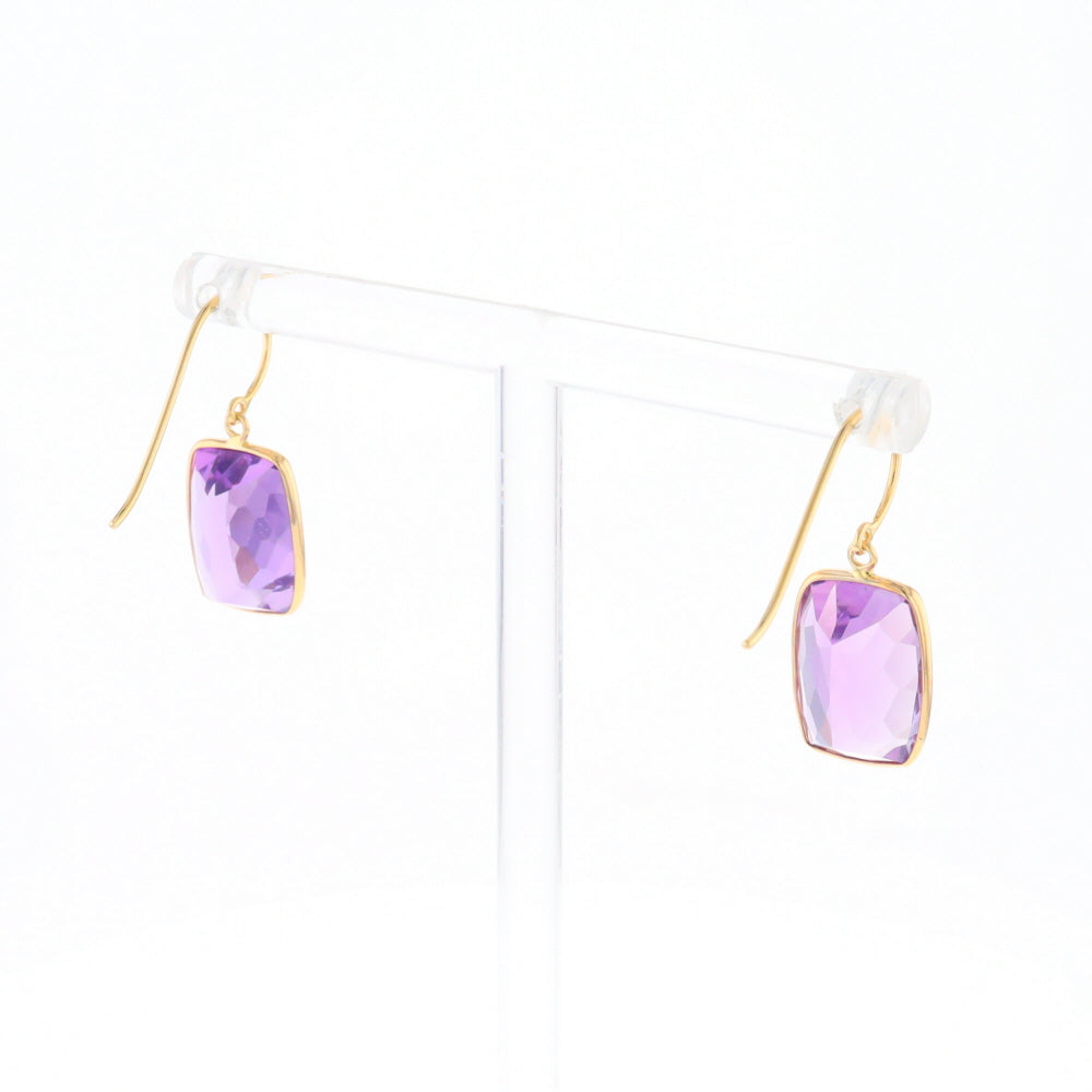 Solitaire Amethyst Dangle Earrings