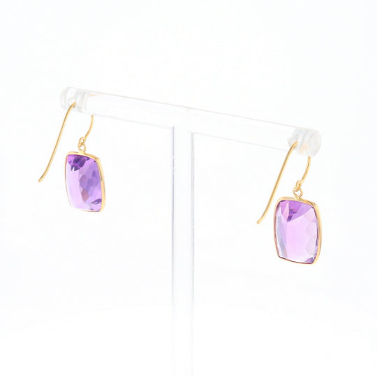 Solitaire Amethyst Dangle Earrings