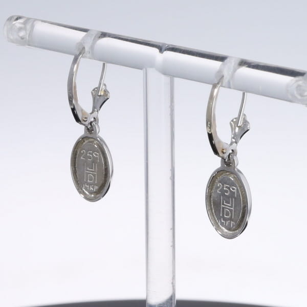 Opal Earrings Oval Inlaid Design Lever Backs