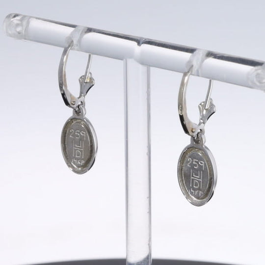 Opal Earrings Oval Inlaid Design Lever Backs