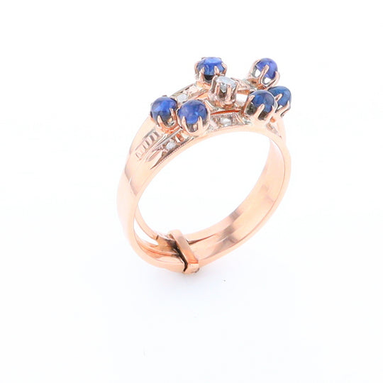 Vintage Sapphire and Diamond Stacked Trio Ring