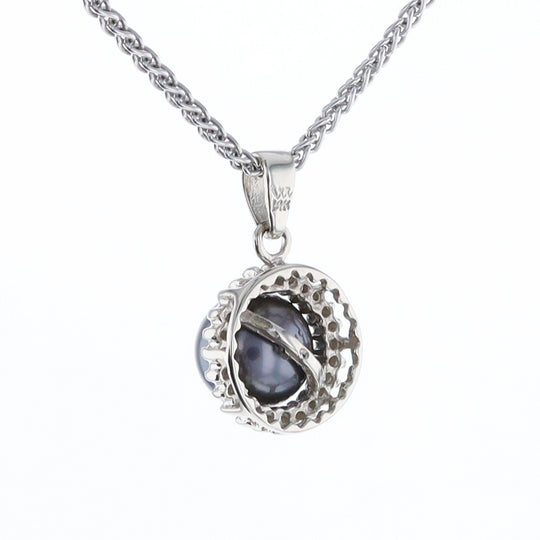 Gray Pearl Halo Pendant