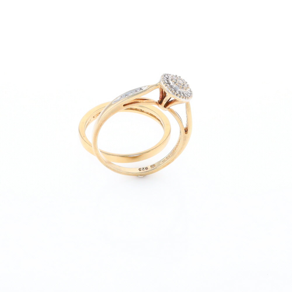 Gold Plated Silver Diamond Engagement Ring Set