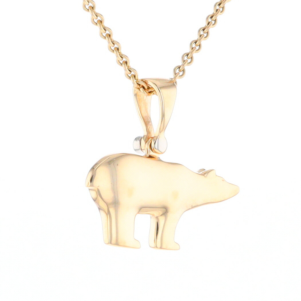 Gold Quartz Inlaid Polar Bear Pendant