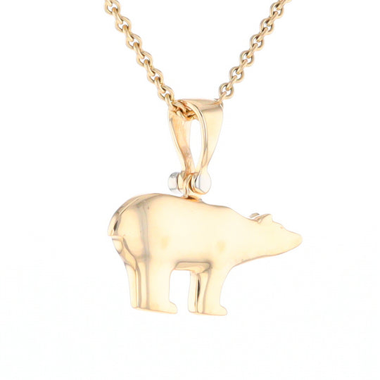 Gold Quartz Inlaid Polar Bear Pendant