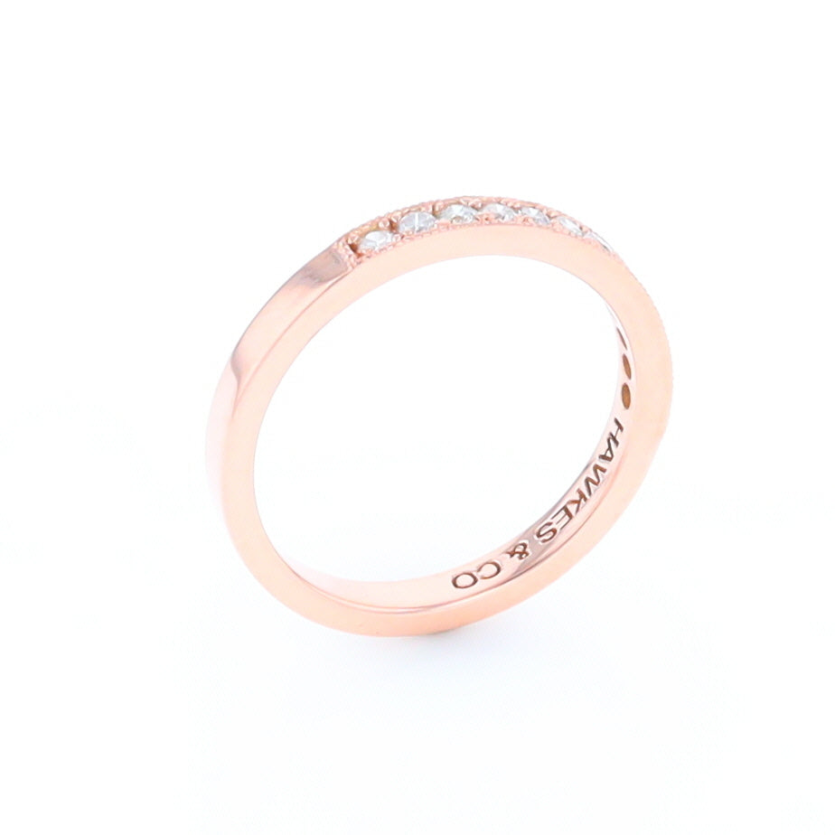 Rose Gold Milgrain Diamond Wedding Band