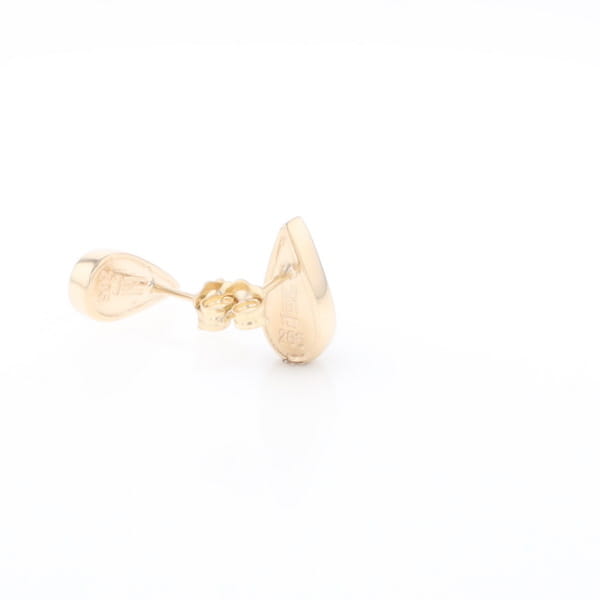 Gold Quartz Earrings Tear Drop Inlaid Studs