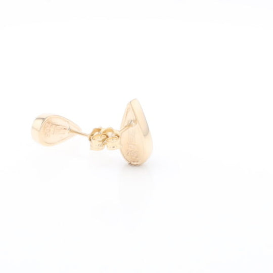 Gold Quartz Earrings Tear Drop Inlaid Studs