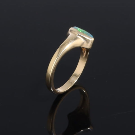 Ethiopian Opal Rings Diamond Shape Inlaid Design
