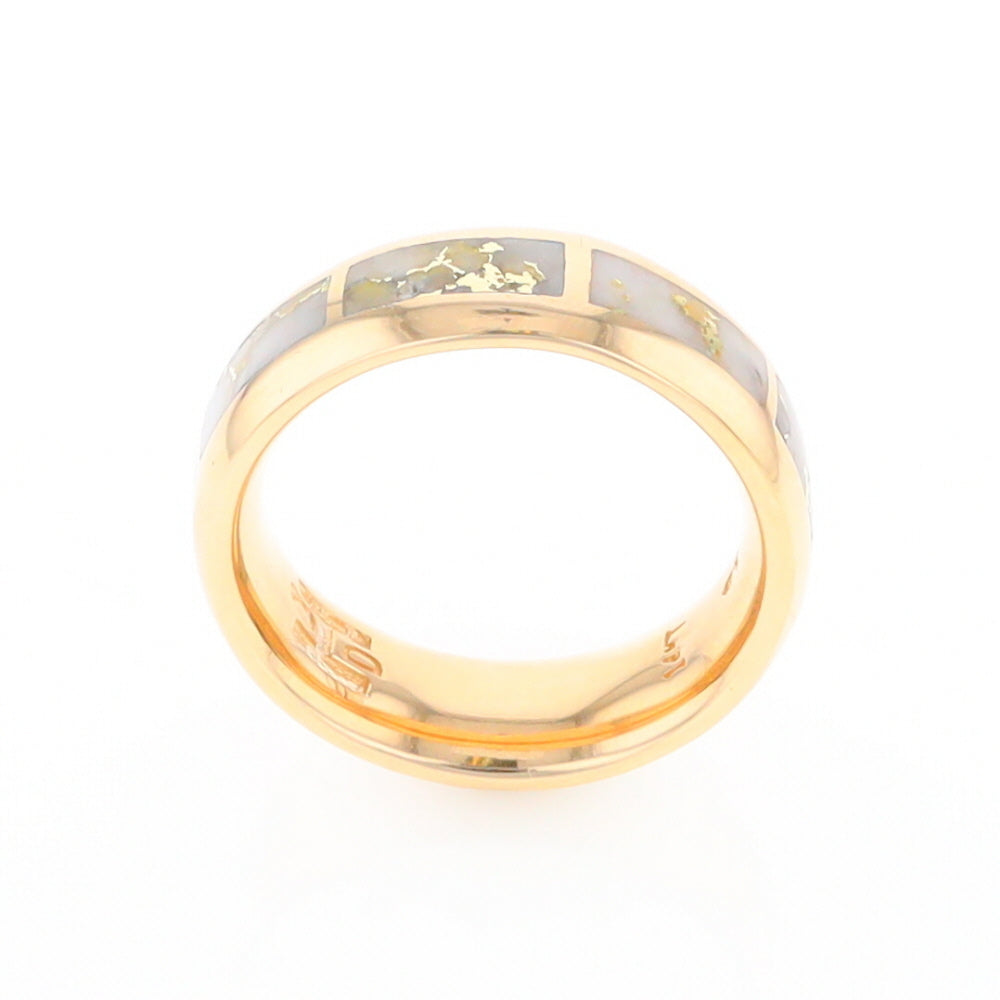 Gold Quartz Ring 8 Rectangle Section Inlaid Eternity Band