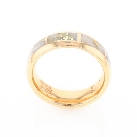 Gold Quartz Ring 8 Rectangle Section Inlaid Eternity Band