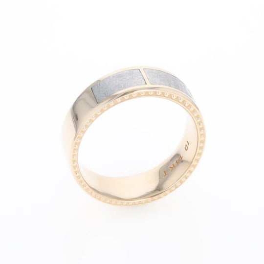3 Section Men's Meteorite  Milgrain Topped Ring