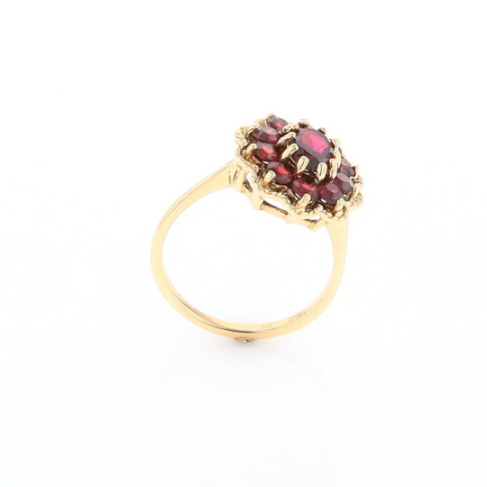 Floral Cluster Garnet Ring