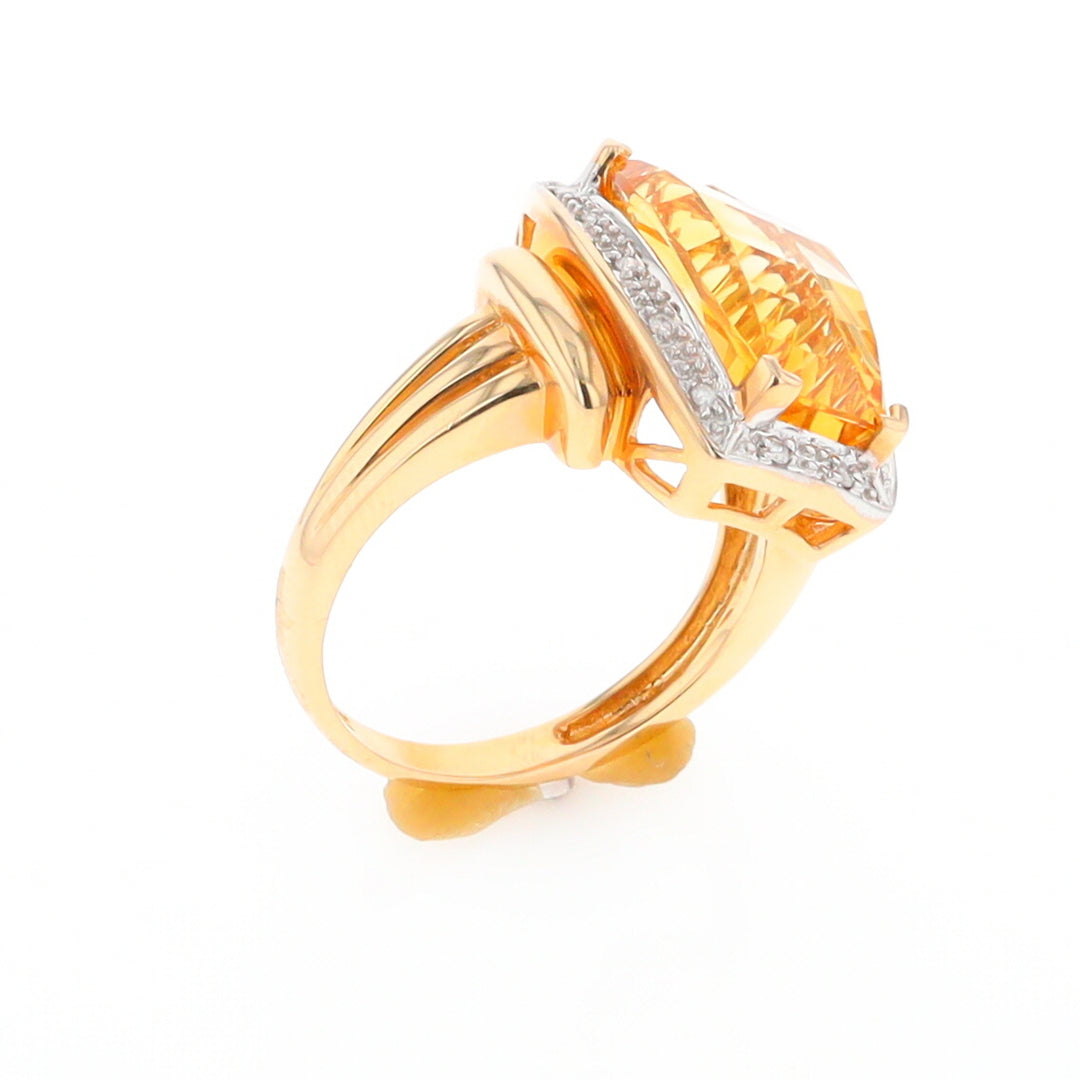 Fancy Cut Citrine Diamond Halo Ring