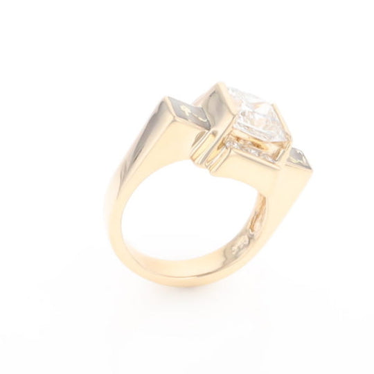 Princess Cut Diamond Gold Quartz 2-Square Inlaid Ring