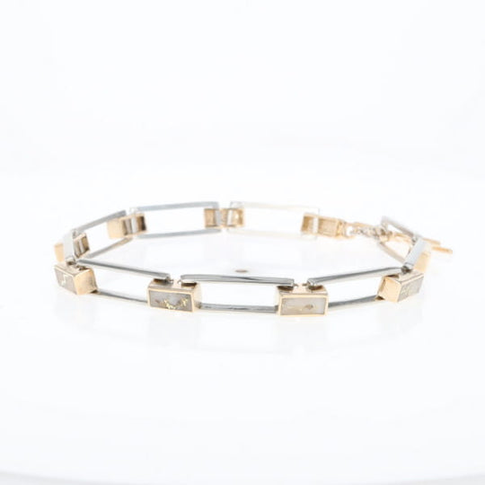 Gold Quartz Bracelet Rectangle Link Inlaid with Toggle Clasp G2