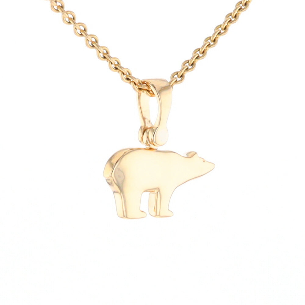 Gold Quartz Inlaid Polar Bear Pendant