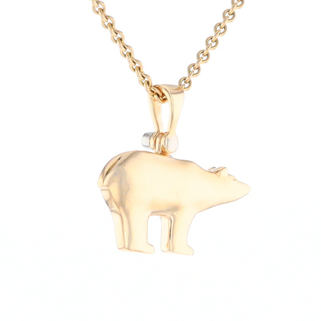 Gold Quartz Inlaid Polar Bear Pendant