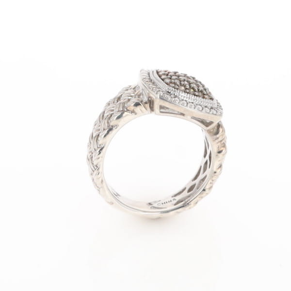 Champaign Diamond Square Braided Cluster Band