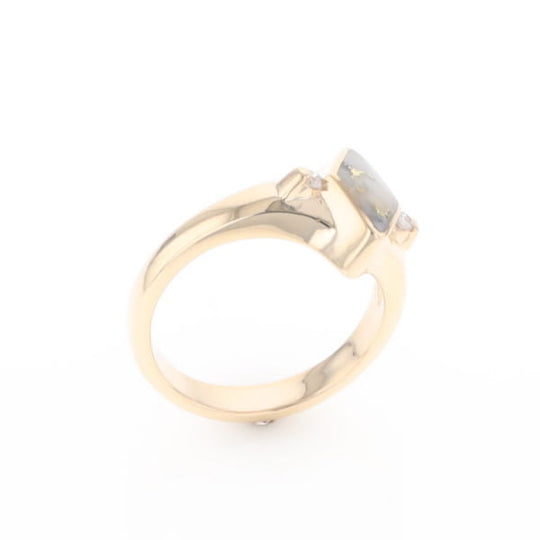 G2 Gold Quartz Ring Diamond Shape Inlaid with 0.05ctw Round Diamonds