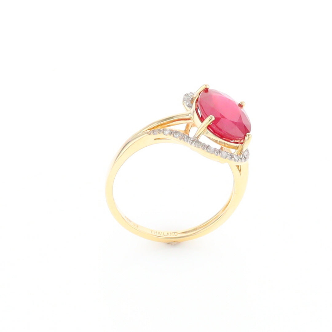 Ruby Bypass Ring with Diamond Accents