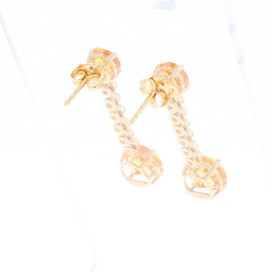 Citrine and Diamond Dangle Drop Earrings