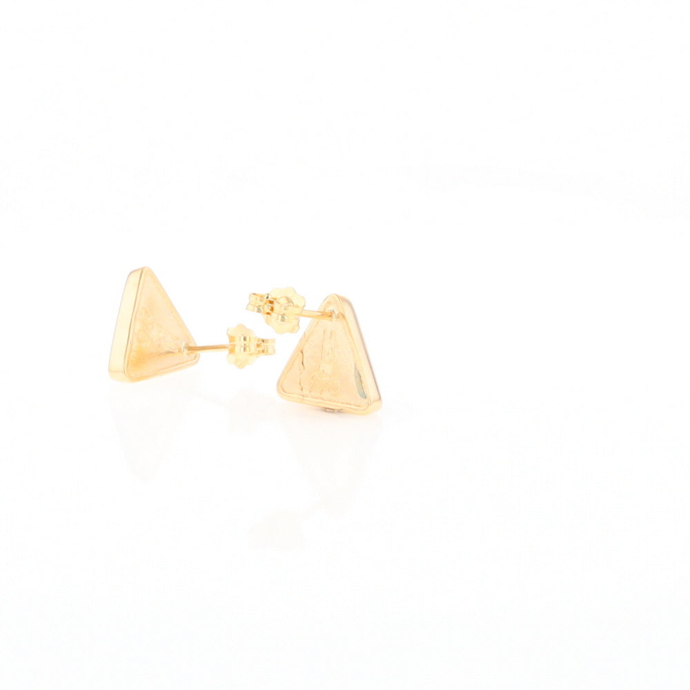 Gold Quartz Earrings Triangle Inlaid Studs - G2