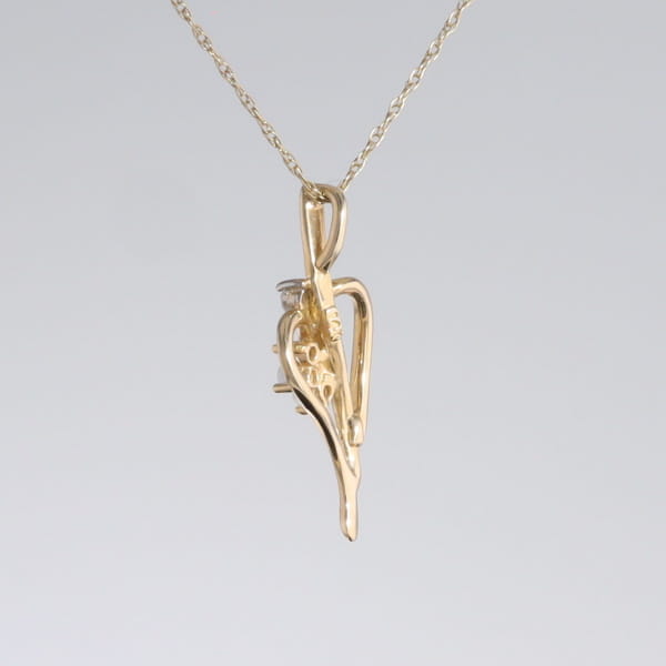 Round Opal & Diamond Heart Necklace