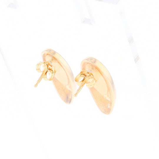 Oval Gold Quartz Inlaid Earrings - G2