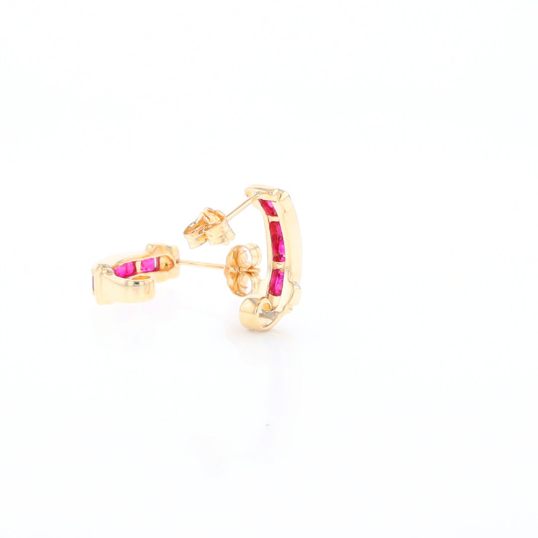 Channel Ruby Semi-Hoop Earrings