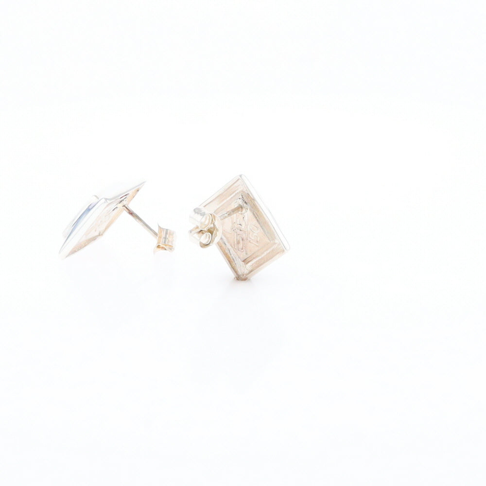 Sterling Silver Gold Quartz Inlaid Square Stud Earrings - G3