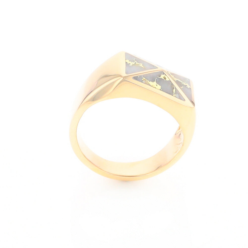 Four Section Gold Quartz Inlaid Men's Ring G2