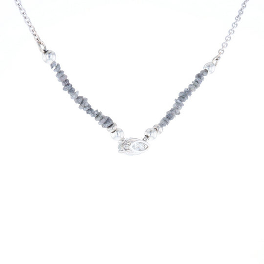 Marquise Diamond Necklace with Rough Diamond Beads