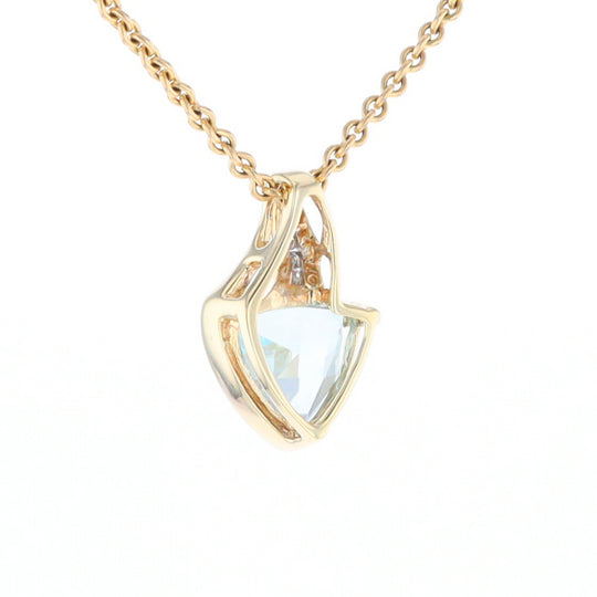 Trillion Blue Topaz Diamond Pendant