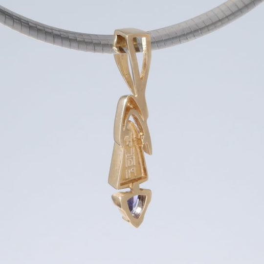 Opal Pendant Triangle Inlaid Design with Trillion Cut Tanzanite