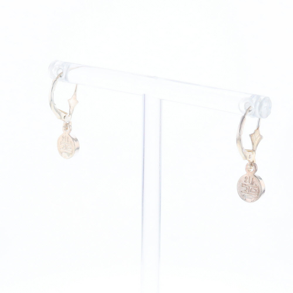 Gold Quartz Inlaid Round Bezel Earrings