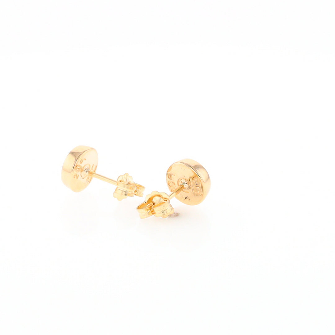 Gold Quartz Earrings Round Inlaid Studs