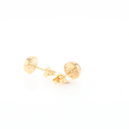 Gold Quartz Earrings Round Inlaid Studs