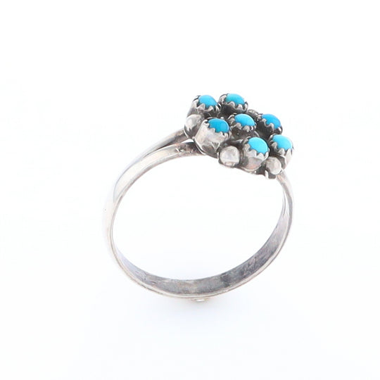 Round Turquoise Cluster Ring