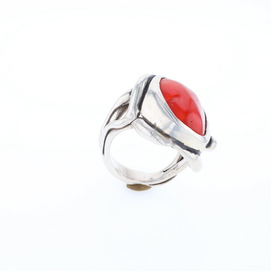 Native Oval Coral Free Form Ring