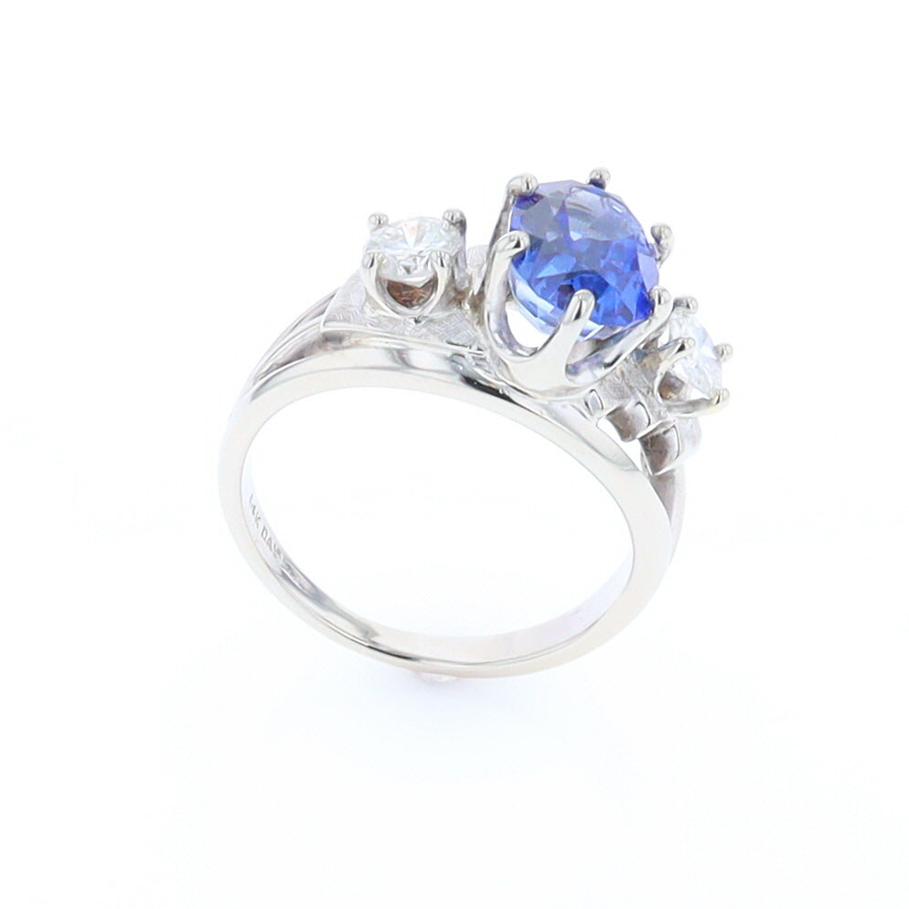 Oval Sapphire Ring with Diamond Side Accents