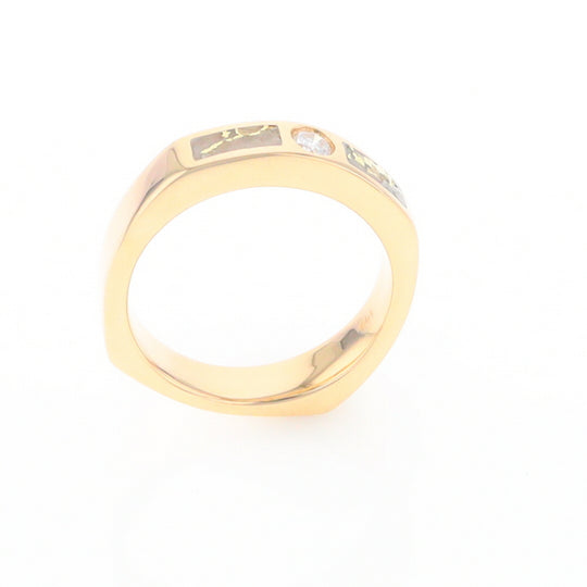 Gold Quartz Ring Double Sided Inlaid Design with .10ct Round Diamond G2