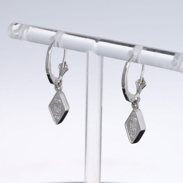 Opal Earrings Diamond Shape Inlaid Design Lever Backs